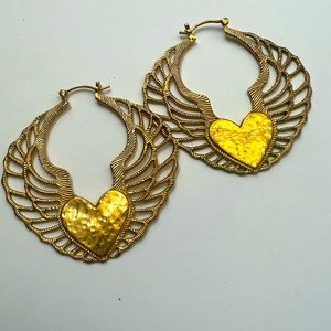 Tawapa gold heart earrings large hoop earrings